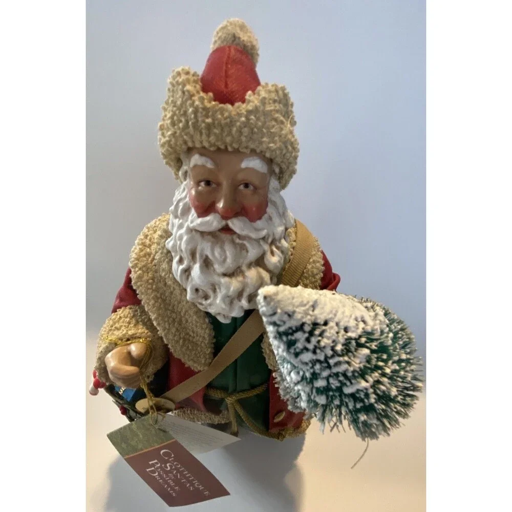Clothtique POSSIBLE DREAMS 1994 Santa Figure Bottle Brush Tree Bag Toy Christmas